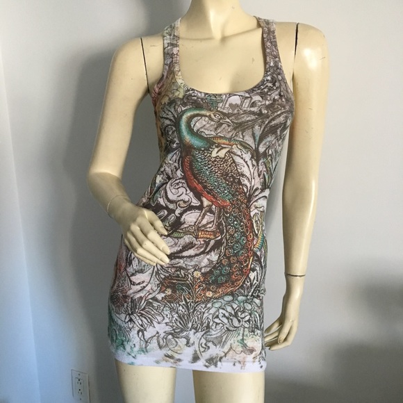 Forever 21 Tops - Peacock racerback long tank top